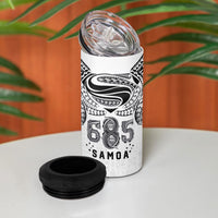 Super Samoa 685 Tribal Tattoo 4 in 1 Can Cooler Tumbler Siapo Pattern White Edition LT03 - Polynesian Pride