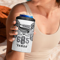 Super Samoa 685 Tribal Tattoo 4 in 1 Can Cooler Tumbler Siapo Pattern White Edition LT03 - Polynesian Pride