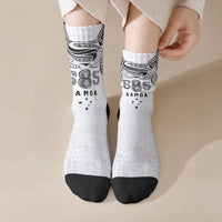 Super Samoa 685 Tribal Tattoo Crew Socks Siapo Pattern White Edition LT03 Crew Socks White - Polynesian Pride