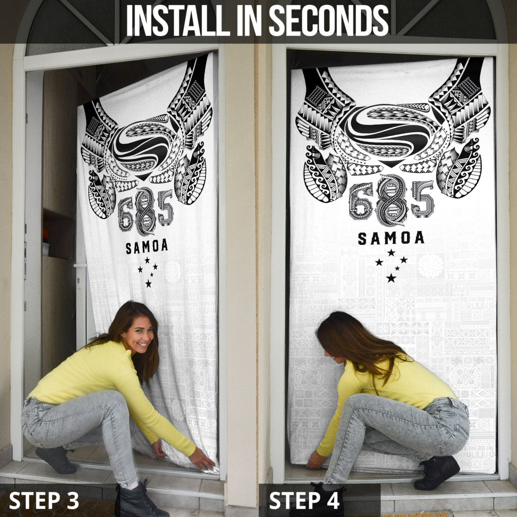 Super Samoa 685 Tribal Tattoo Door Cover Siapo Pattern White Edition LT03 - Polynesian Pride