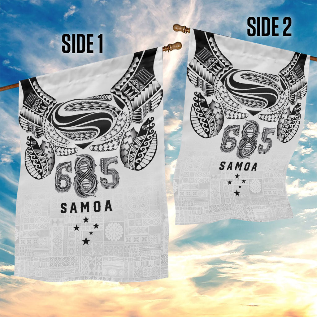 Super Samoa 685 Tribal Tattoo Garden Flag Siapo Pattern White Edition LT03 - Polynesian Pride