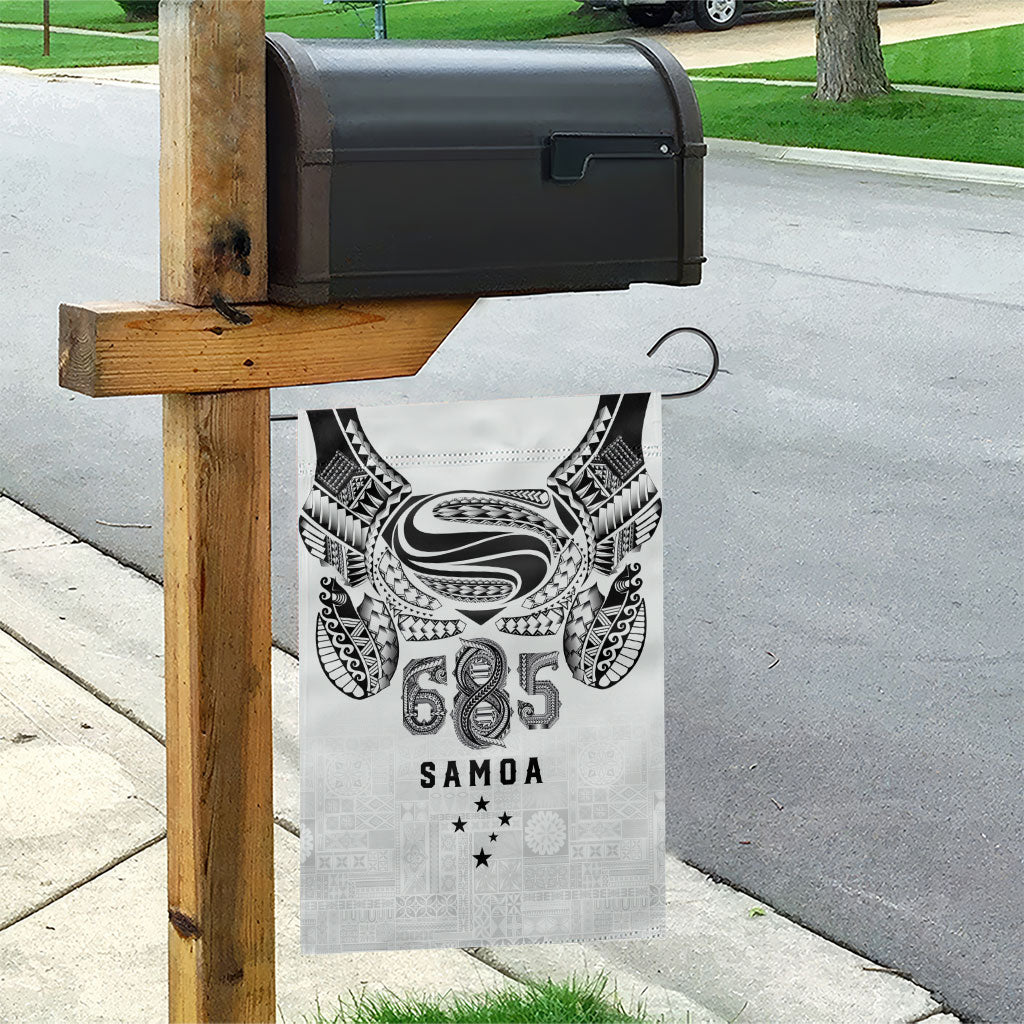 Super Samoa 685 Tribal Tattoo Garden Flag Siapo Pattern White Edition LT03 - Polynesian Pride