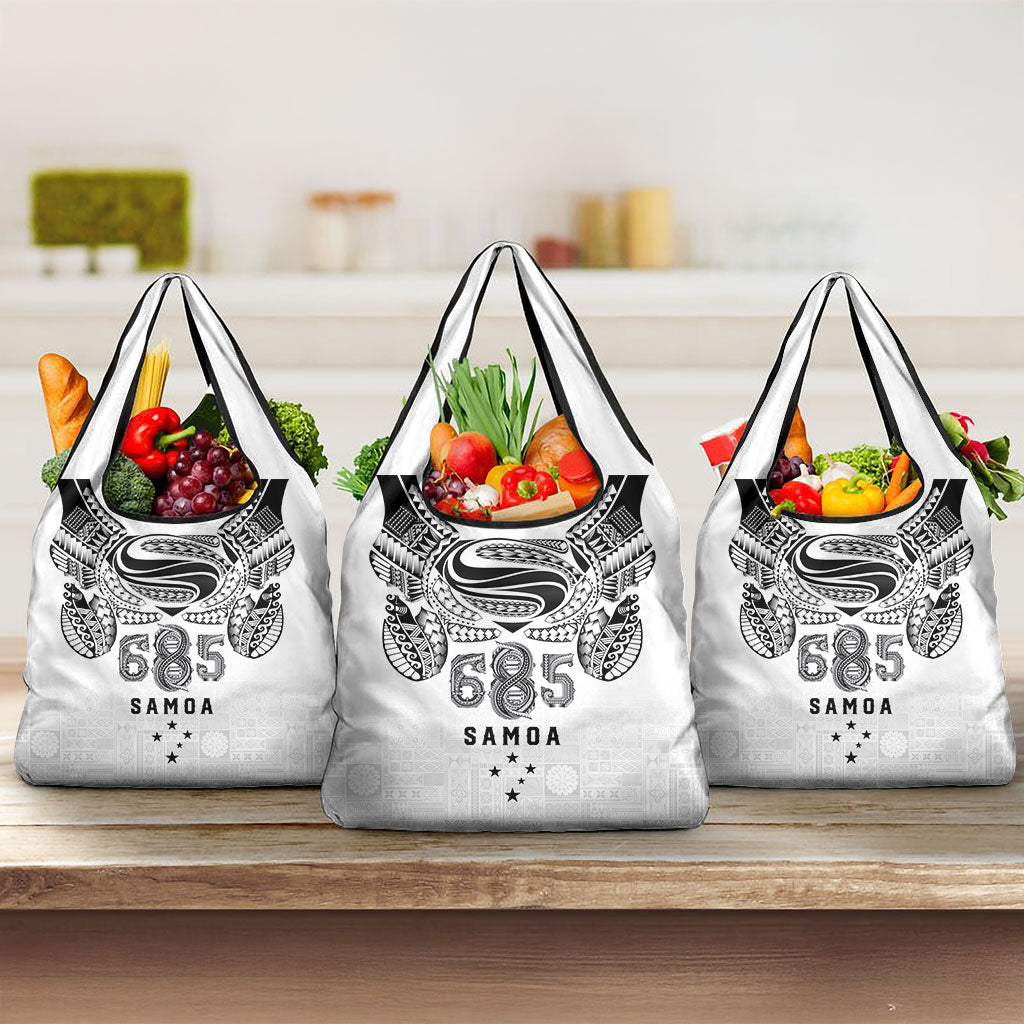 Super Samoa 685 Tribal Tattoo Grocery Bag Siapo Pattern White Edition LT03 3-pack One Size White - Polynesian Pride