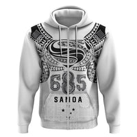 Super Samoa 685 Tribal Tattoo Hoodie Siapo Pattern White Edition LT03 Zip Hoodie White - Polynesian Pride