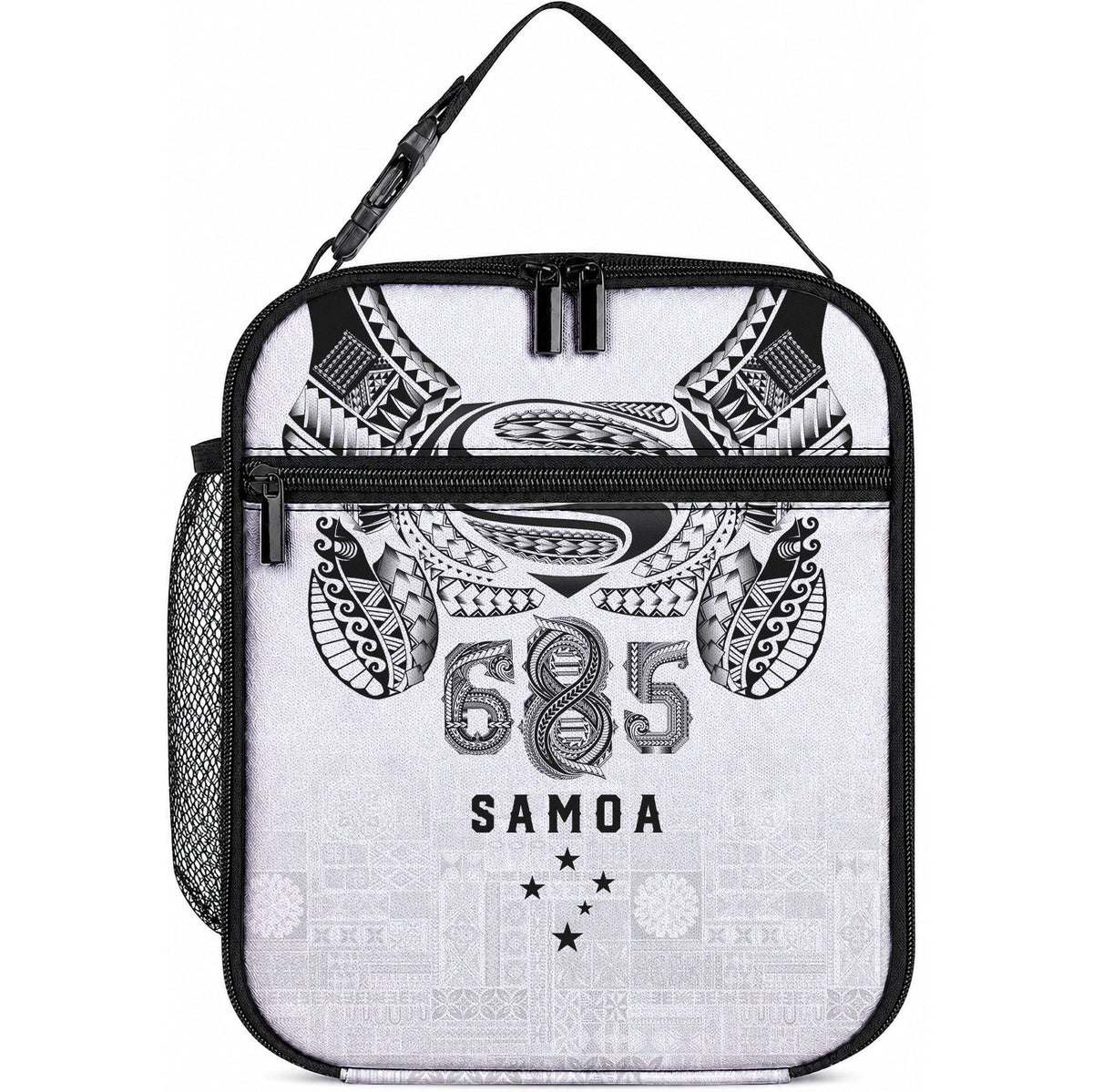 Super Samoa 685 Tribal Tattoo Lunch Bag Siapo Pattern White Edition LT03 10.2 × 8.3 × 4.3 inch White - Polynesian Pride