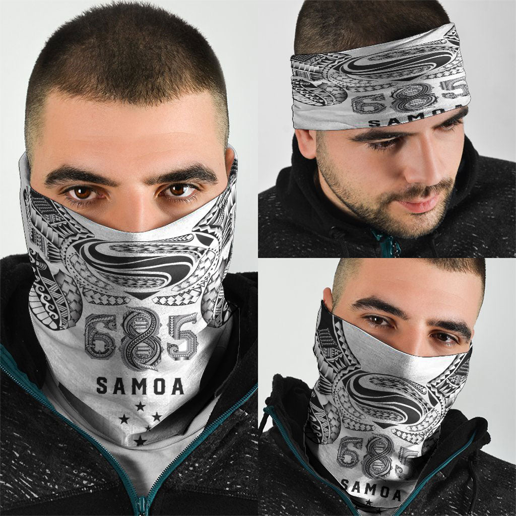 Super Samoa 685 Tribal Tattoo Neck Gaiter Siapo Pattern White Edition LT03 - Polynesian Pride