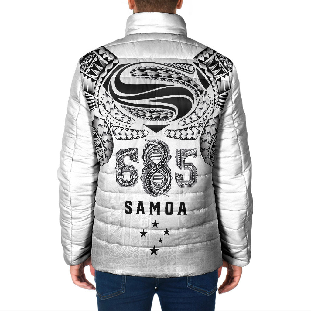 Super Samoa 685 Tribal Tattoo Padded Jacket Siapo Pattern White Edition LT03 - Polynesian Pride