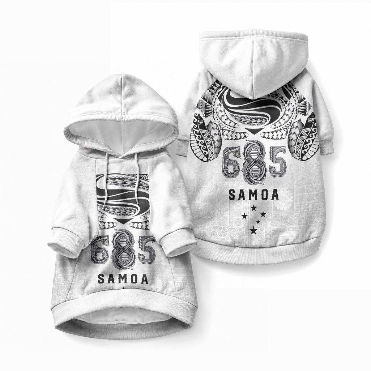 Super Samoa 685 Tribal Tattoo Pet Hoodie Siapo Pattern White Edition LT03 Pullover White - Polynesian Pride