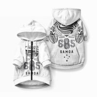 Super Samoa 685 Tribal Tattoo Pet Hoodie Siapo Pattern White Edition LT03 Zip-up White - Polynesian Pride