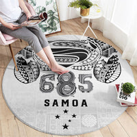 Super Samoa 685 Tribal Tattoo Round Carpet Siapo Pattern White Edition LT03 - Polynesian Pride