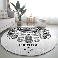 Super Samoa 685 Tribal Tattoo Round Carpet Siapo Pattern White Edition LT03 - Polynesian Pride