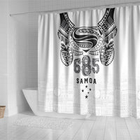 Super Samoa 685 Tribal Tattoo Shower Curtain Siapo Pattern White Edition LT03 - Polynesian Pride