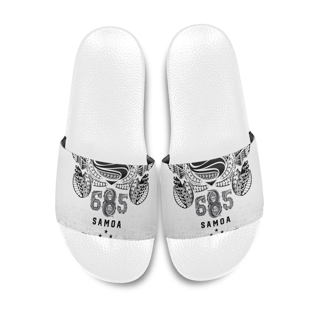 Super Samoa 685 Tribal Tattoo Slide Sandals Siapo Pattern White Edition LT03 White - Polynesian Pride