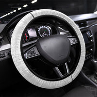 Super Samoa 685 Tribal Tattoo Steering Wheel Cover Siapo Pattern White Edition LT03 Universal Fit White - Polynesian Pride