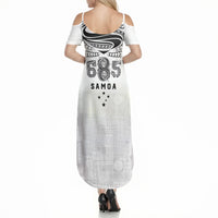 Super Samoa 685 Tribal Tattoo Summer Maxi Dress Siapo Pattern White Edition LT03 - Polynesian Pride