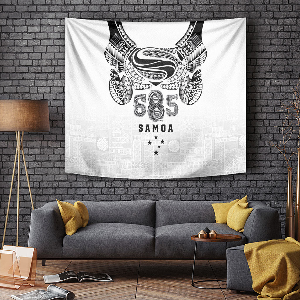 Super Samoa 685 Tribal Tattoo Tapestry Siapo Pattern White Edition LT03 White - Polynesian Pride