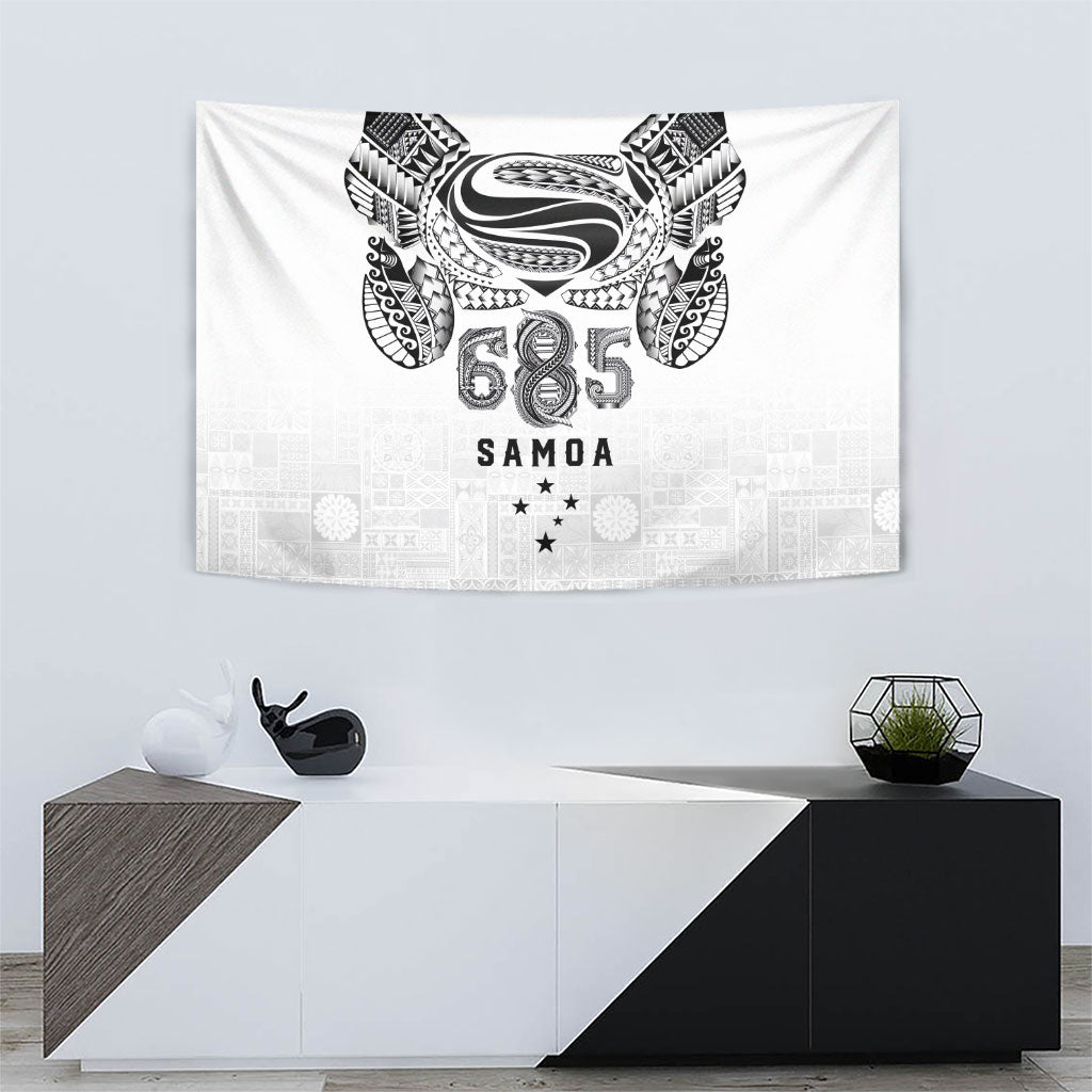 Super Samoa 685 Tribal Tattoo Tapestry Siapo Pattern White Edition LT03 - Polynesian Pride