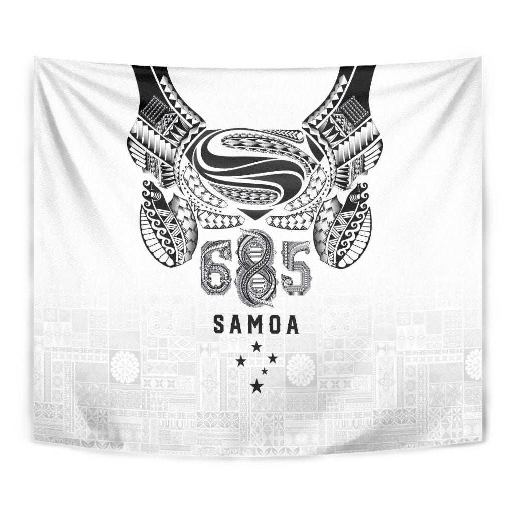 Super Samoa 685 Tribal Tattoo Tapestry Siapo Pattern White Edition LT03 - Polynesian Pride