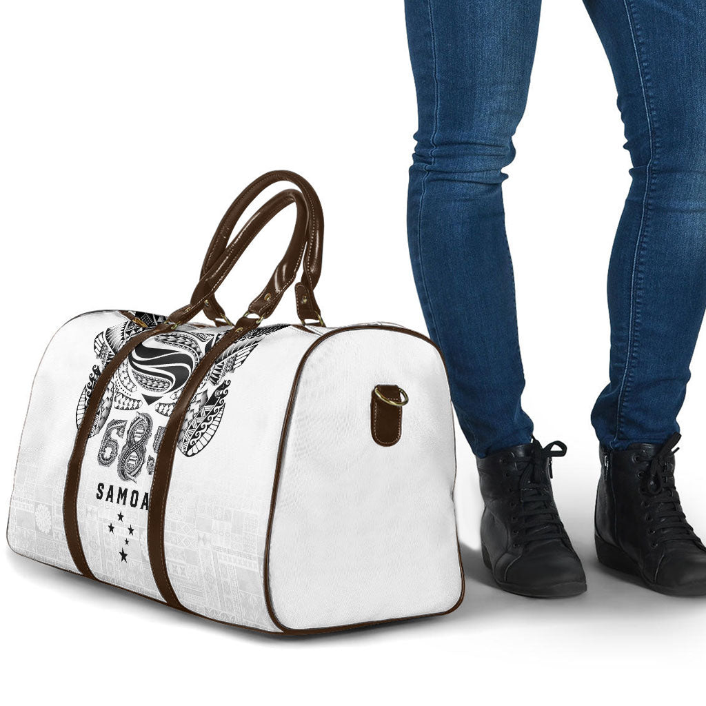 Super Samoa 685 Tribal Tattoo Travel Bag Siapo Pattern White Edition LT03 - Polynesian Pride