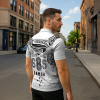 Super Samoa 685 Tribal Tattoo Zipper Polo Shirt Siapo Pattern White Edition LT03 - Polynesian Pride