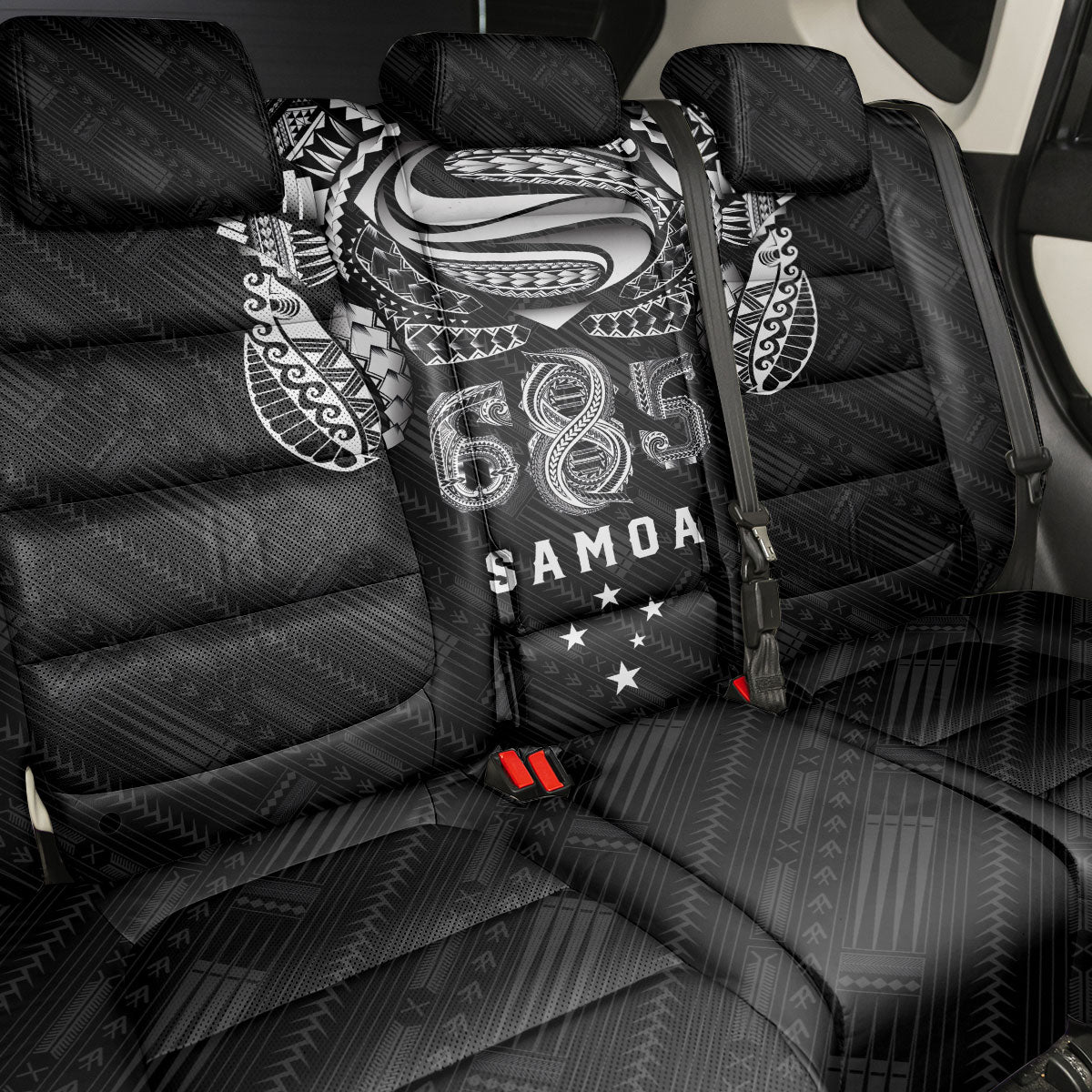 Super Samoa 685 Tribal Tattoo Back Car Seat Cover Samoan Ornament Pattern Black Edition LT03 - Polynesian Pride
