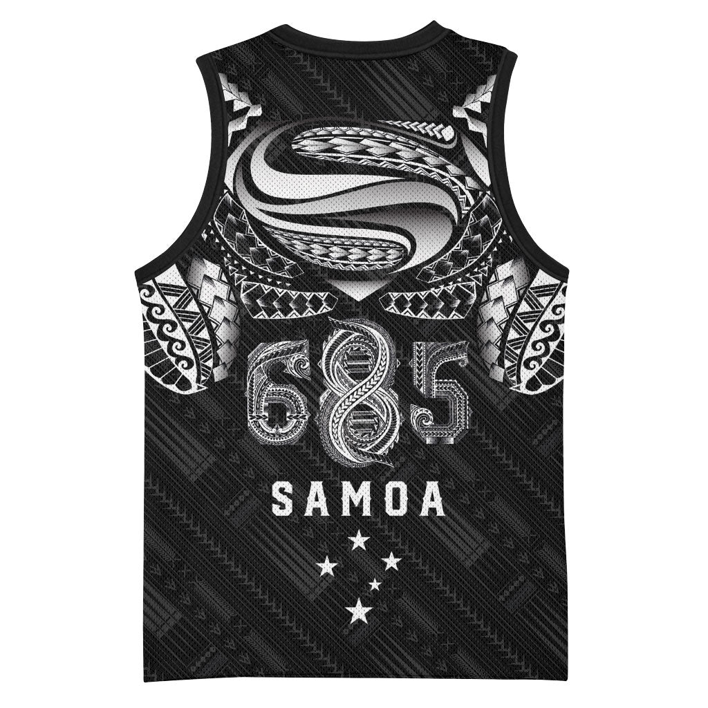 Super Samoa 685 Tribal Tattoo Basketball Jersey Samoan Ornament Pattern Black Edition LT03 - Polynesian Pride