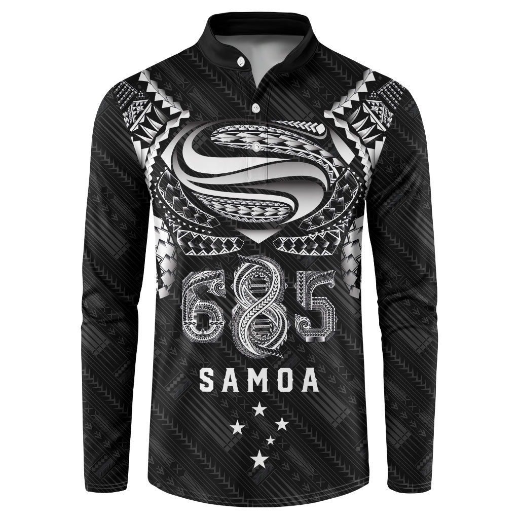 Super Samoa 685 Tribal Tattoo Button Sweatshirt Samoan Ornament Pattern Black Edition LT03 Black - Polynesian Pride