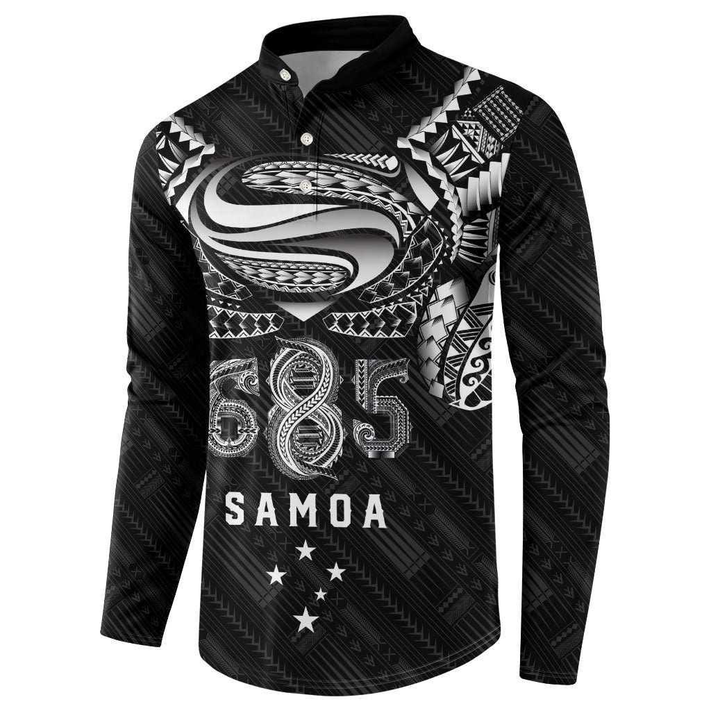 Super Samoa 685 Tribal Tattoo Button Sweatshirt Samoan Ornament Pattern Black Edition LT03 - Polynesian Pride
