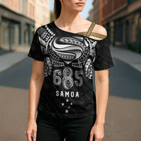 Super Samoa 685 Tribal Tattoo Cross Shoulder Shirt Samoan Ornament Pattern Black Edition LT03 - Polynesian Pride
