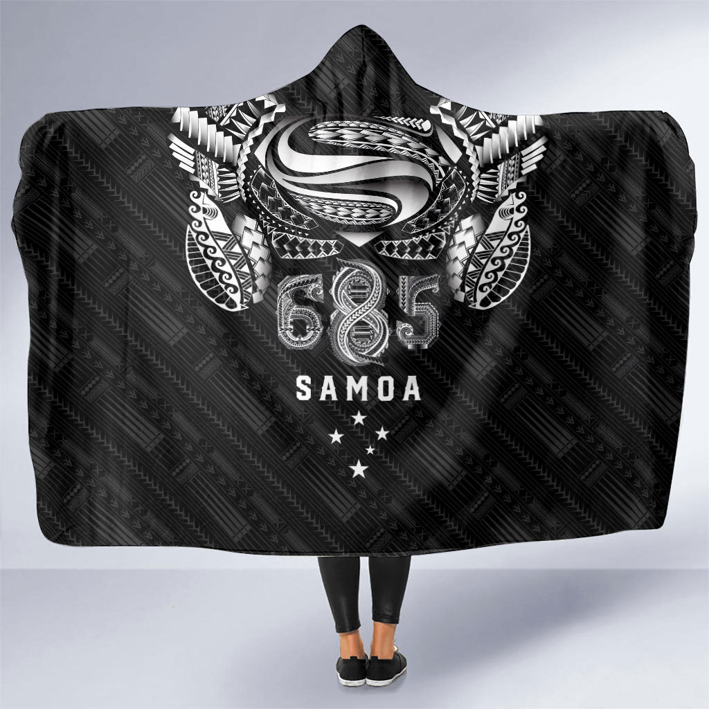 Super Samoa 685 Tribal Tattoo Hooded Blanket Samoan Ornament Pattern Black Edition LT03 One Size Black - Polynesian Pride