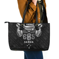 Super Samoa 685 Tribal Tattoo Leather Tote Bag Samoan Ornament Pattern Black Edition LT03 - Polynesian Pride