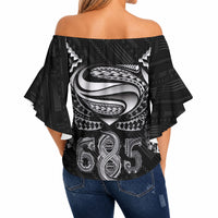 Super Samoa 685 Tribal Tattoo Off Shoulder Wrap Waist Top Samoan Ornament Pattern Black Edition LT03 - Polynesian Pride