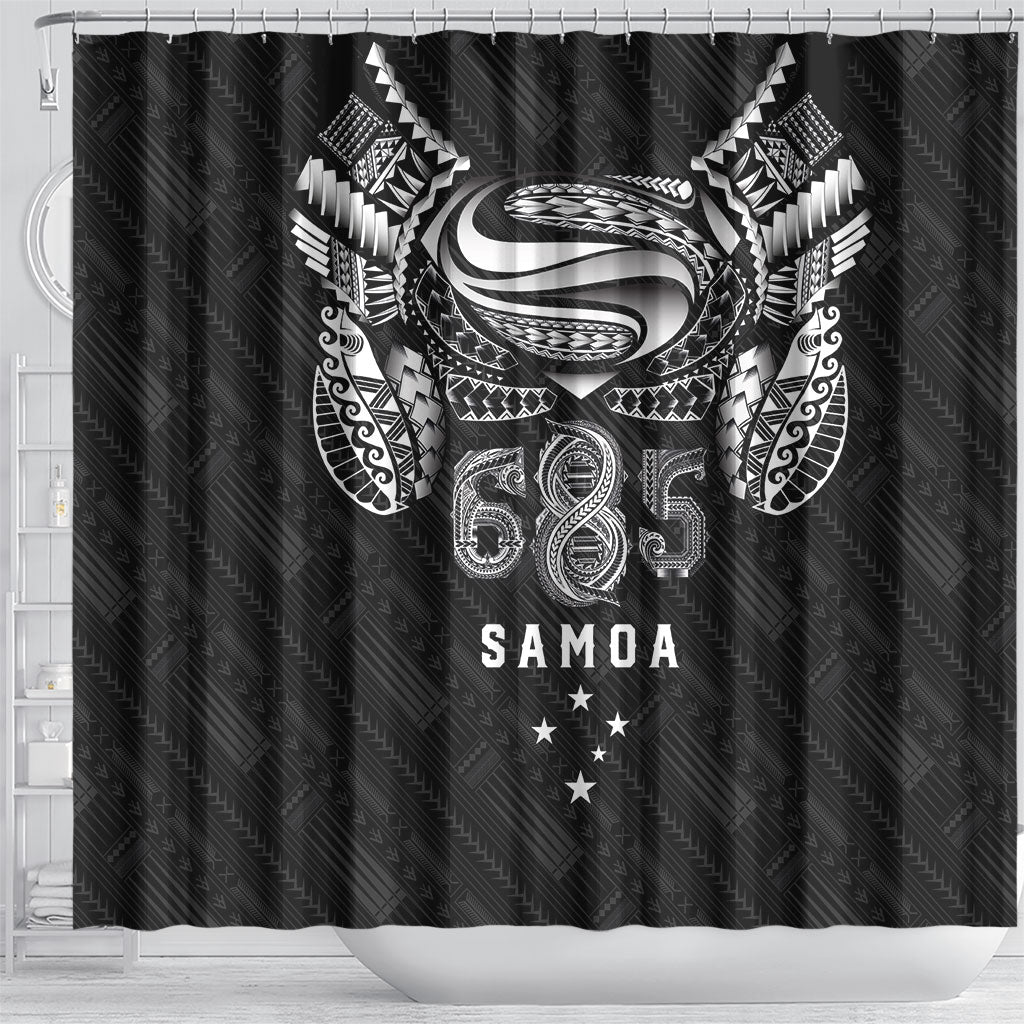 Super Samoa 685 Tribal Tattoo Shower Curtain Samoan Ornament Pattern Black Edition LT03 - Polynesian Pride
