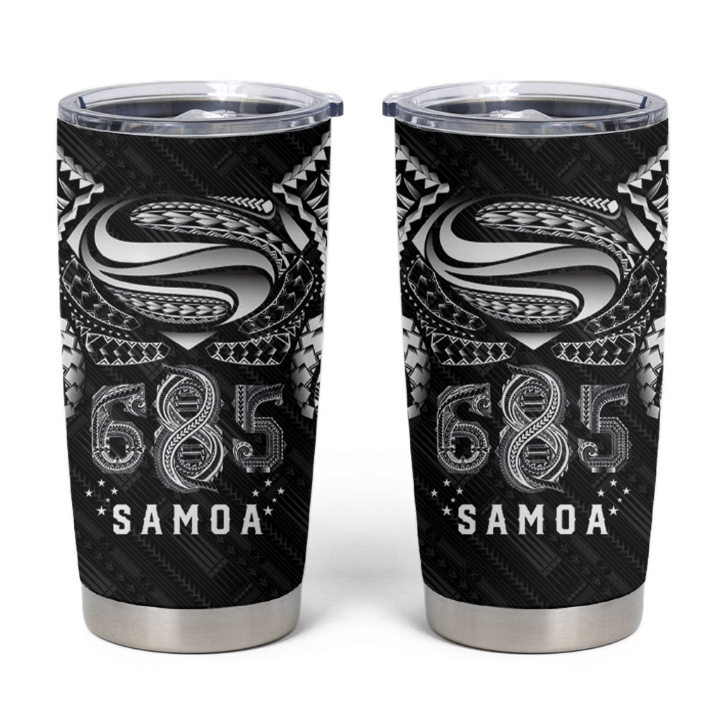 Super Samoa 685 Tribal Tattoo Tumbler Cup Samoan Ornament Pattern Black Edition LT03 Black - Polynesian Pride