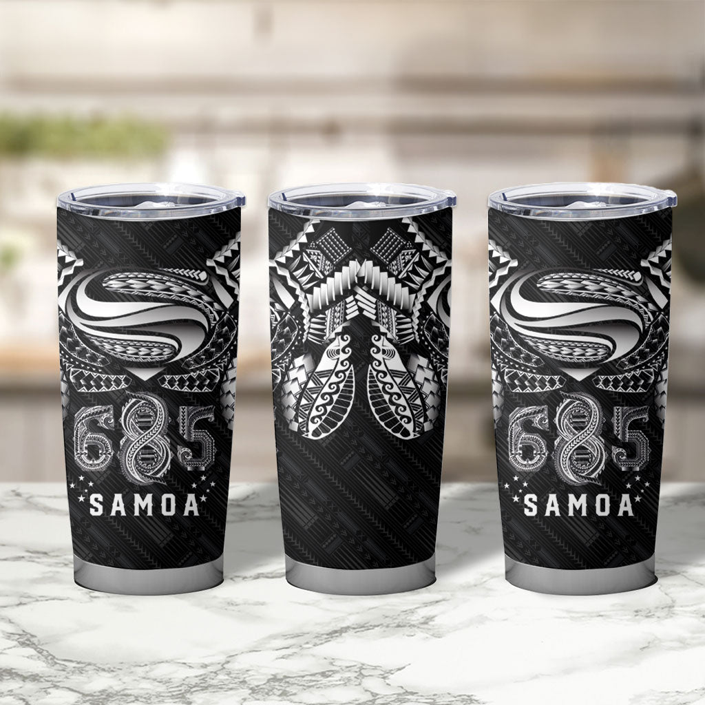 Super Samoa 685 Tribal Tattoo Tumbler Cup Samoan Ornament Pattern Black Edition LT03 - Polynesian Pride