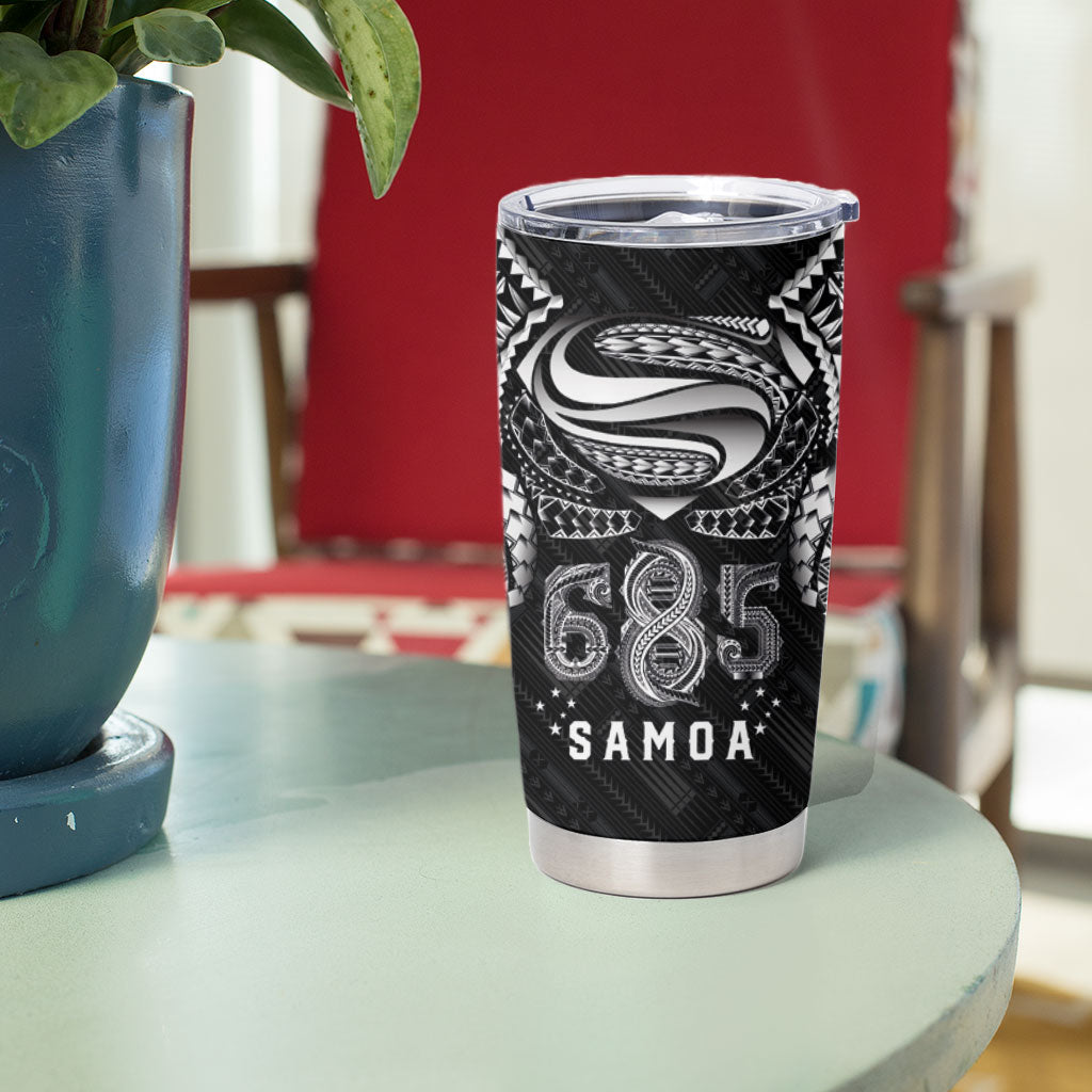 Super Samoa 685 Tribal Tattoo Tumbler Cup Samoan Ornament Pattern Black Edition LT03 - Polynesian Pride