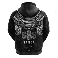 Super Samoa 685 Tribal Tattoo Zip Hoodie Samoan Ornament Pattern Black Edition LT03 - Polynesian Pride