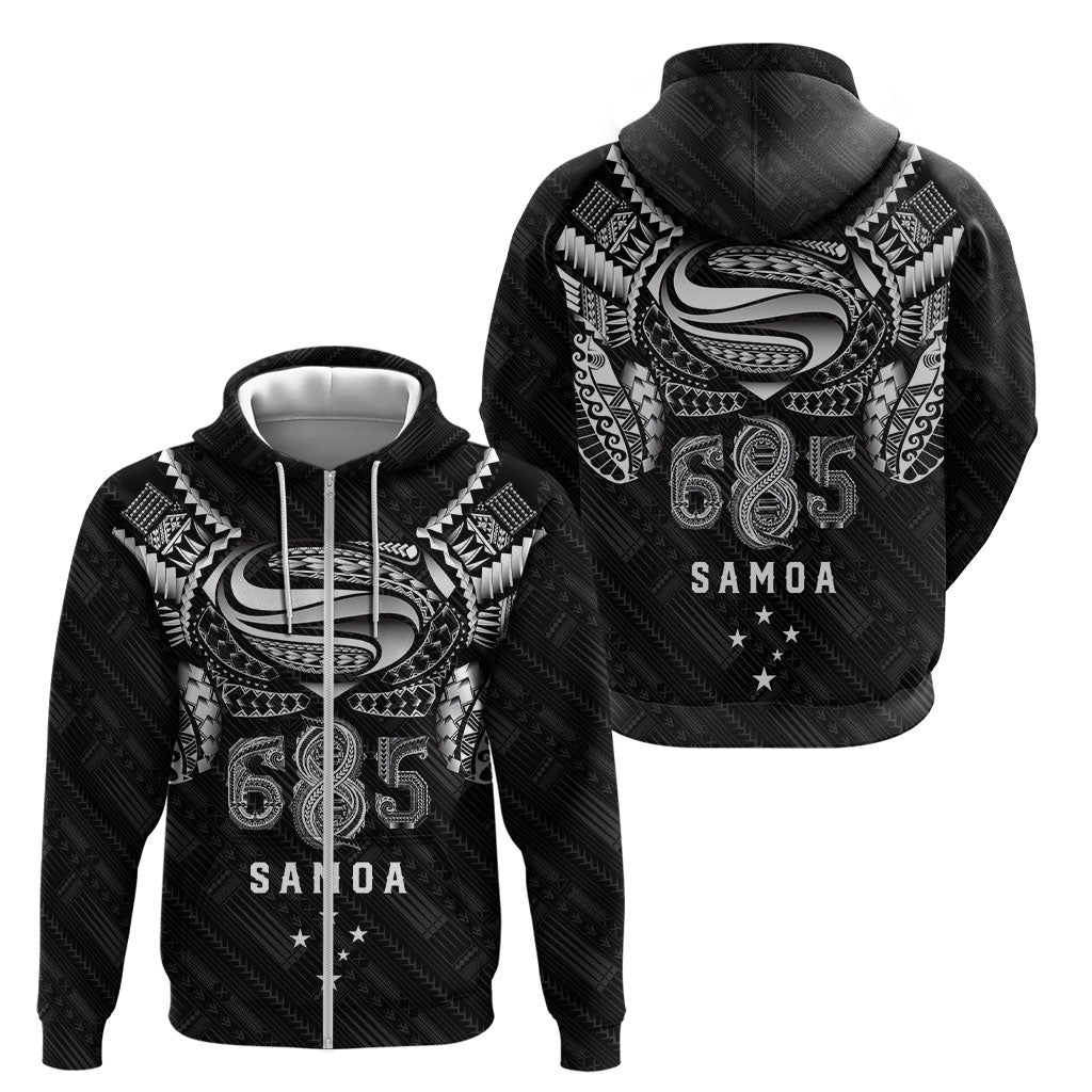 Super Samoa 685 Tribal Tattoo Zip Hoodie Samoan Ornament Pattern Black Edition LT03 - Polynesian Pride