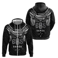 Super Samoa 685 Tribal Tattoo Zip Hoodie Samoan Ornament Pattern Black Edition LT03 - Polynesian Pride