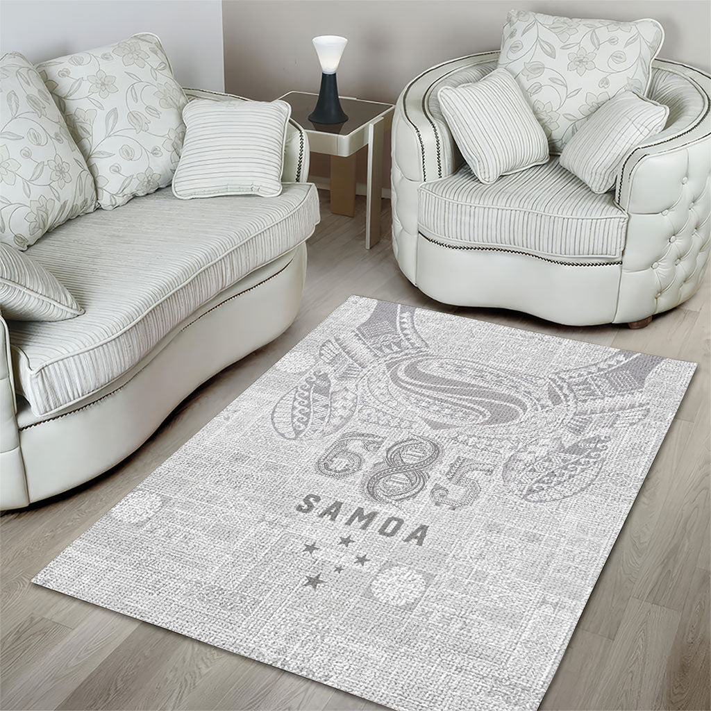 Super Samoa 685 Tribal Tattoo Area Rug Siapo Pattern All-White Edition LT03 - Polynesian Pride