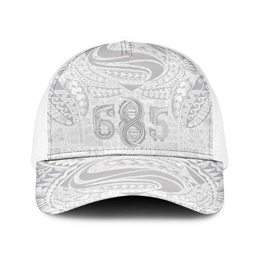 Super Samoa 685 Tribal Tattoo Baseball Net Cap Siapo Pattern All-White Edition LT03 One Size White White - Polynesian Pride