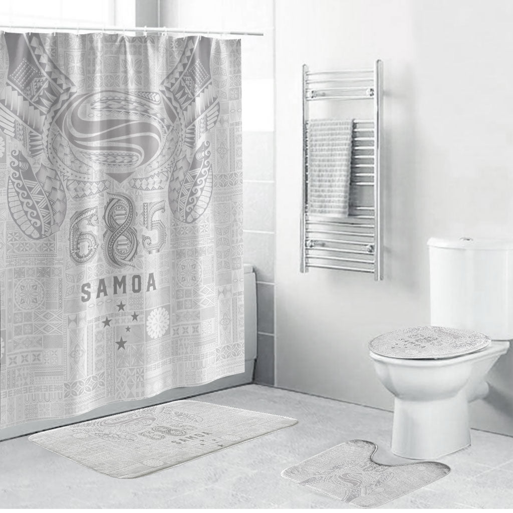 Super Samoa 685 Tribal Tattoo Bathroom Set Siapo Pattern All-White Edition LT03 Bathroom Set (4 pcs) White - Polynesian Pride