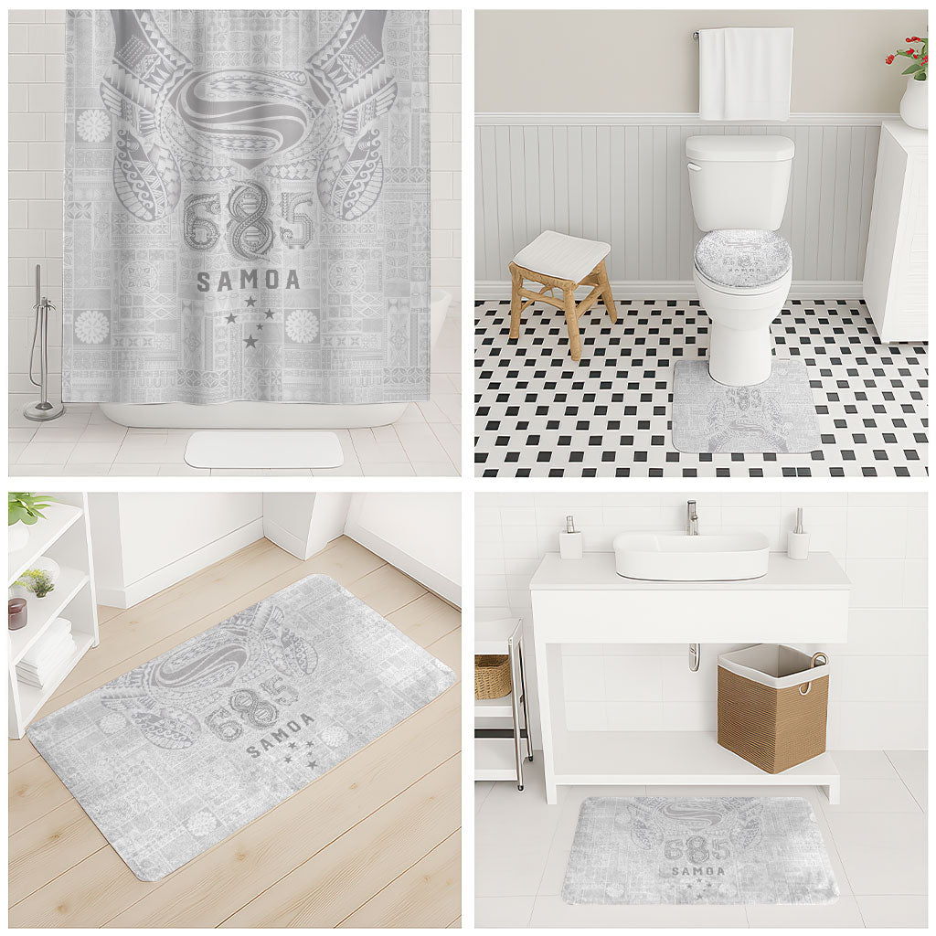 Super Samoa 685 Tribal Tattoo Bathroom Set Siapo Pattern All-White Edition LT03 - Polynesian Pride