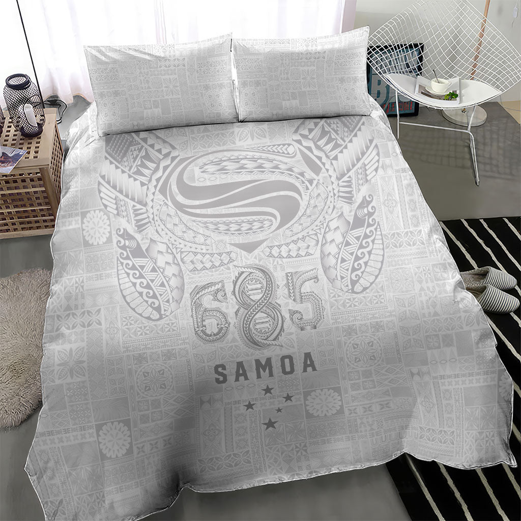 Super Samoa 685 Tribal Tattoo Bedding Set Siapo Pattern All-White Edition LT03 - Polynesian Pride