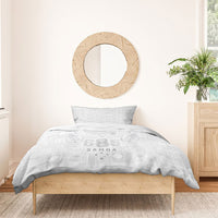 Super Samoa 685 Tribal Tattoo Bedding Set Siapo Pattern All-White Edition LT03 - Polynesian Pride