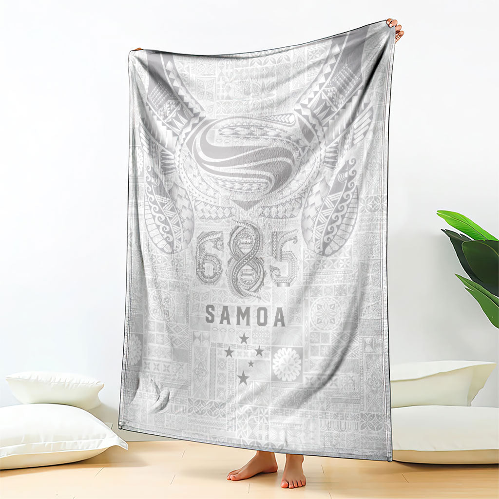 Super Samoa 685 Tribal Tattoo Blanket Siapo Pattern All-White Edition LT03 - Polynesian Pride