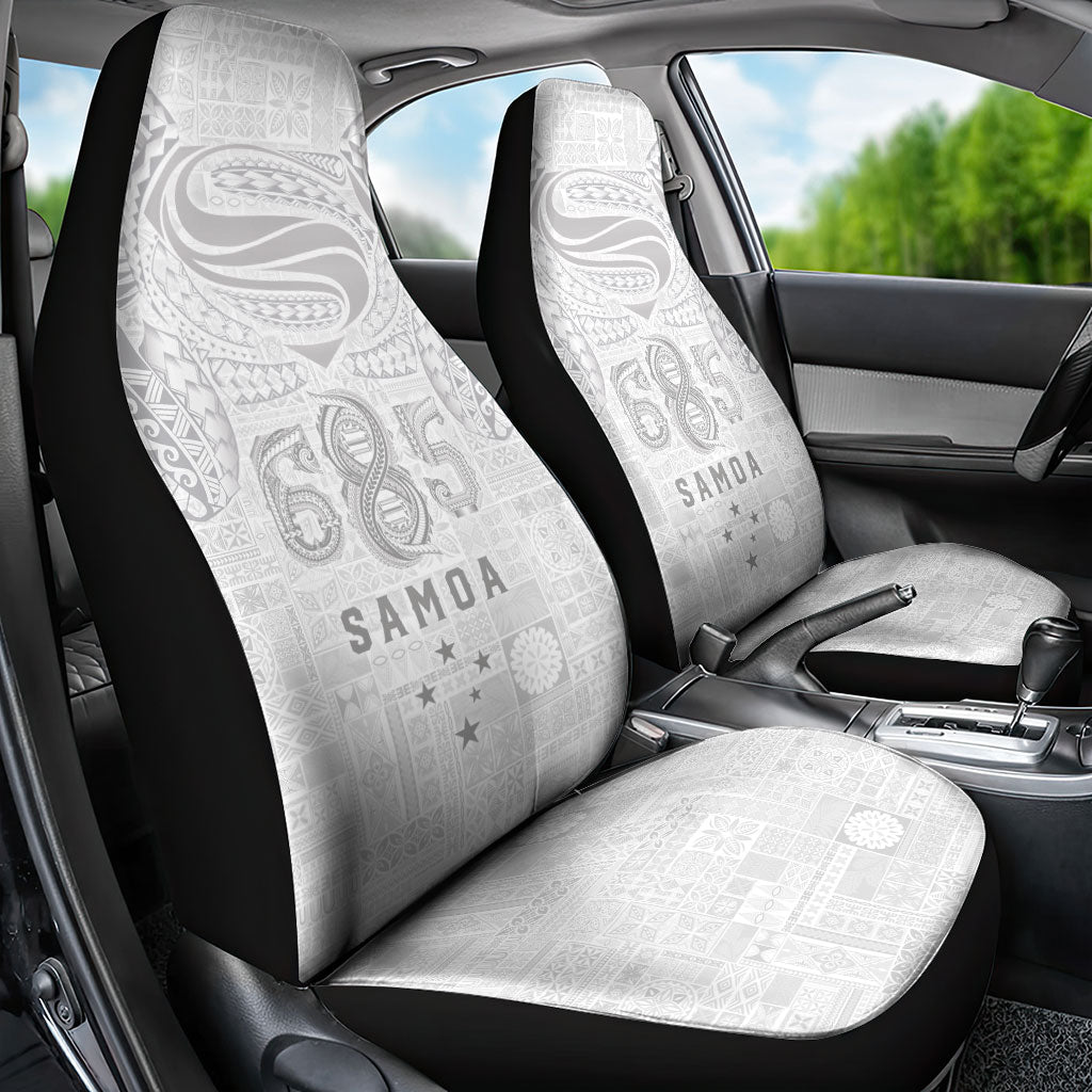 Super Samoa 685 Tribal Tattoo Car Seat Cover Siapo Pattern All-White Edition LT03 - Polynesian Pride
