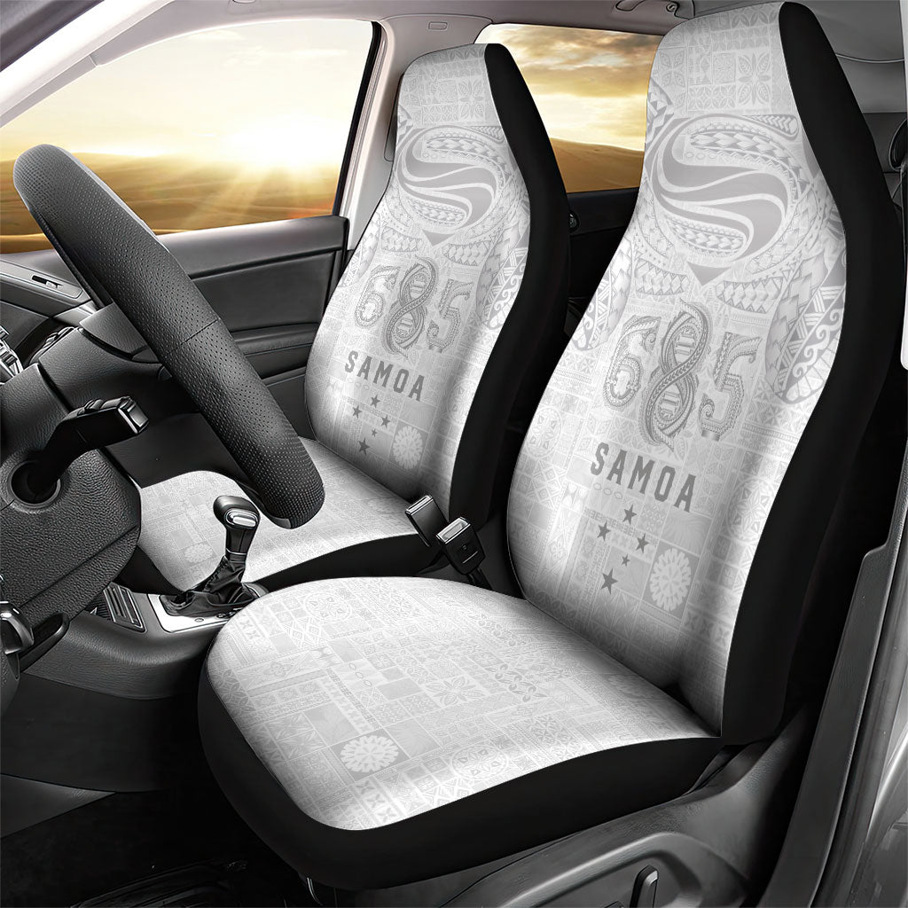 Super Samoa 685 Tribal Tattoo Car Seat Cover Siapo Pattern All-White Edition LT03 - Polynesian Pride