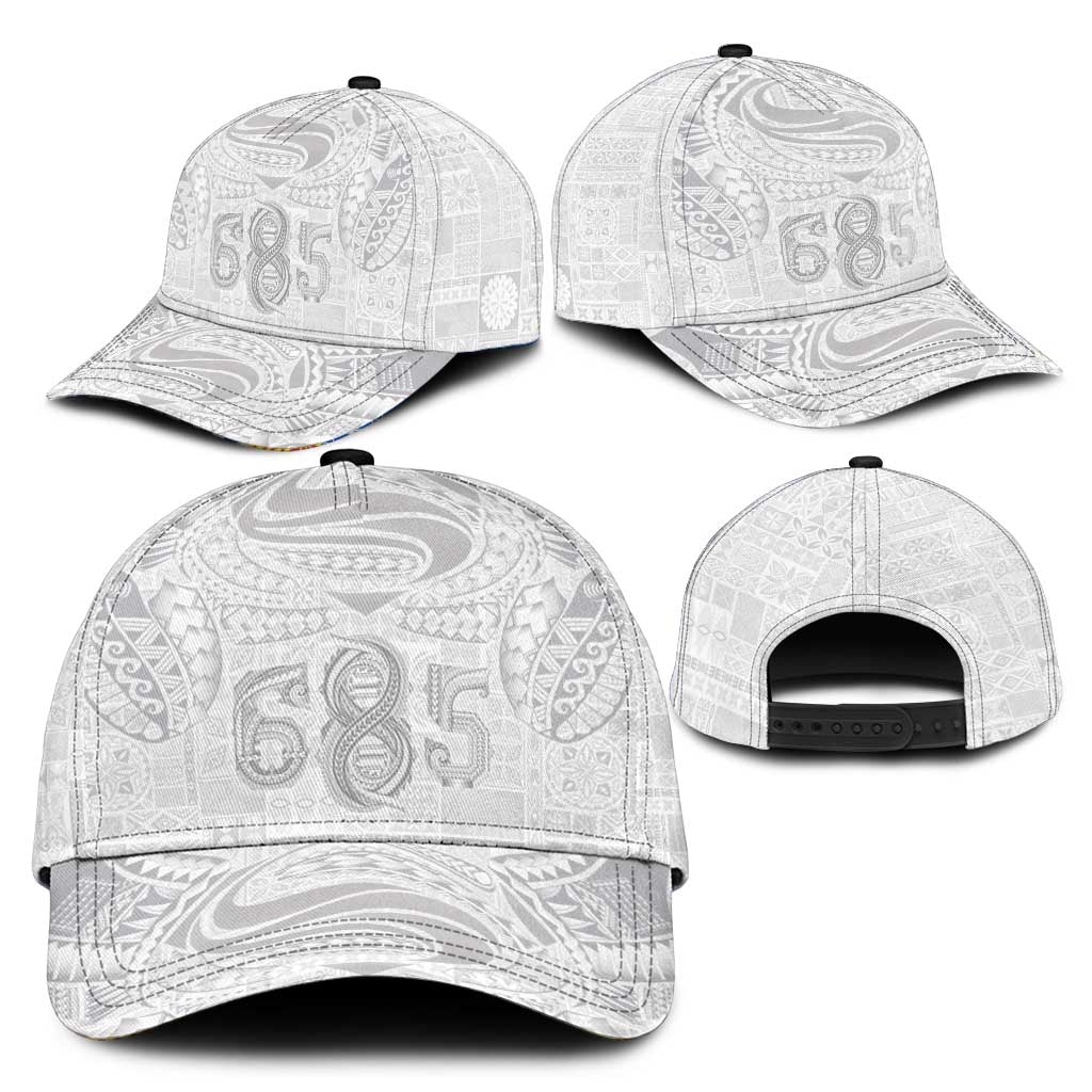 Super Samoa 685 Tribal Tattoo Classic Cap Siapo Pattern All-White Edition LT03 - Polynesian Pride