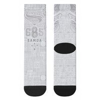 Super Samoa 685 Tribal Tattoo Crew Socks Siapo Pattern All-White Edition LT03 - Polynesian Pride